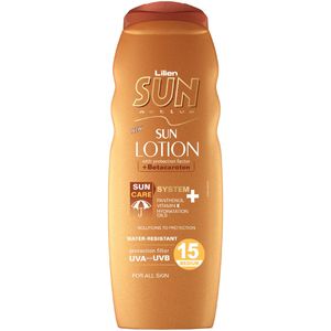 لوسیون آفتاب لیلین سان اکتیو مدل protection factor with betacaroten با spf15 حجم 200 میلی لیتر