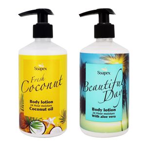 لوسیون بدن سوپکس مدل coconut oil و aloe vera حجم 350 میلی لیتر