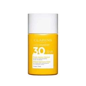 لوسیون ضد آفتاب بدون رنگ کلارنس spf 30 مدل mineral ‌ مناسب انواع پوست حجم 30 میلی لیتر