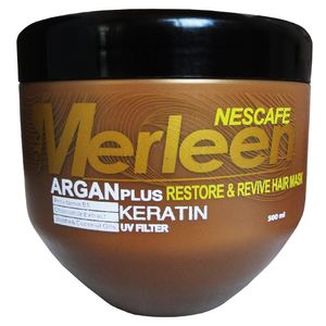 ماسک احیا کننده موی آسیب دیده و رنگ شده مرلین مدل restore and revive حجم 500 میلی لیتر