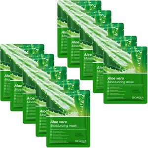 ماسک صورت بایو آکوا مدل aloe vera حجم 25 میلی لیتر مجموعه 10 عددی