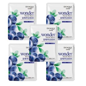 ماسک صورت بایو آکوا مدل blueberry وزن 30 گرم بسته 5 عددی