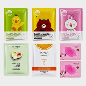 ماسک صورت بایو آکوا مدل آبرسان وزن 25 گرم بسته 5 عددی به همراه ماسک لب بایوآکوا مدل توت فرنگی وزن 8 گرم بسته 2 عددی