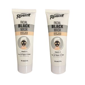ماسک صورت رینو زیت مدل black mask deep skin cleanser حجم 75 میلی لیتر مجموعه 2 عددی