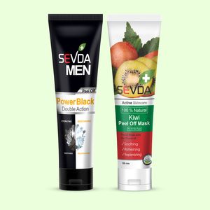 ماسک صورت سودا مدل ذغال فعال و کیوی حجم 100 میلی لیتر مجموعه 2 عددی