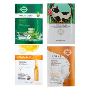 ماسک صورت هپی لیدی مدل shiny skin حجم 28 میلی لیتر مجموعه 4 عددی