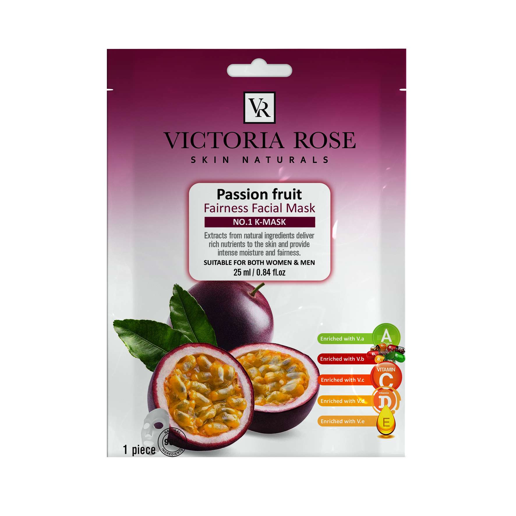 ماسک صورت ویکتوریا رز مدل passion fruit حجم 25 میلی لیتر بسته 10 عددی