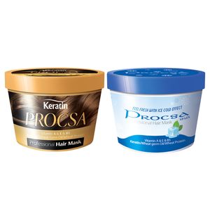 ماسک مو پروکسا مدل ice حجم 500 میلی لیتر به همراه ماسک مو پروکسا مدل keratin حجم 500 میلی لیتر
