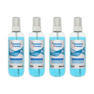 محلول ضدعفونی کننده دست شرکت رضاراد مدل +dermosept حجم 100 میلی لیتر بسته 4 عددی