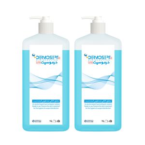 محلول ضدعفونی کننده دست شرکت رضاراد مدل +dermosept حجم 1000 میلی لیتر بسته 2 عددی