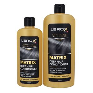 نرم کننده مو لروکس مدل matrix حجم 550 میلی لیتر به همراه نرم کننده مو لروکس مدل matrix حجم 300 میلی لیتر