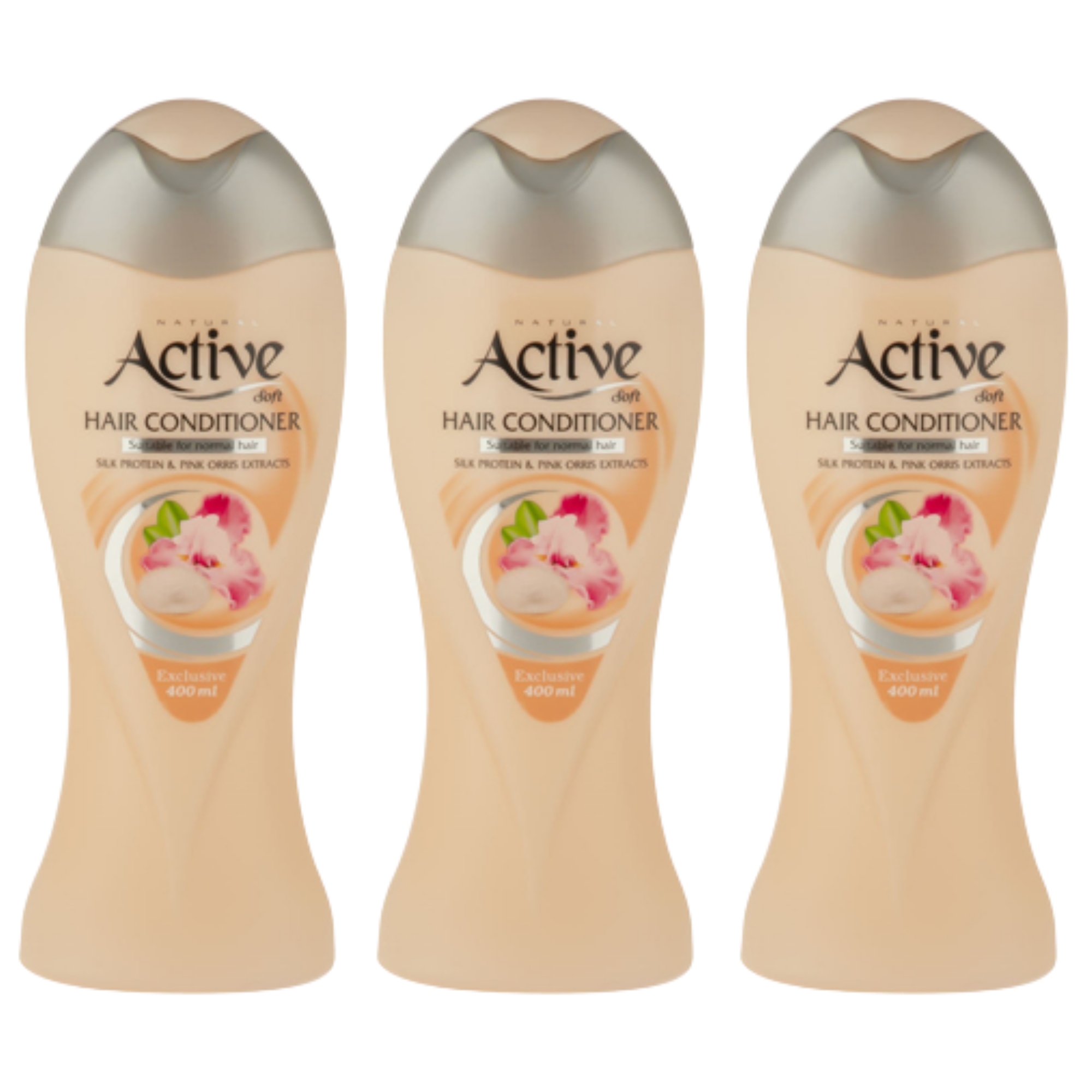 نرم‌کننده مو اکتیو مدل silk protein حجم 400 میلی‌لیتر بسته 3 عددی