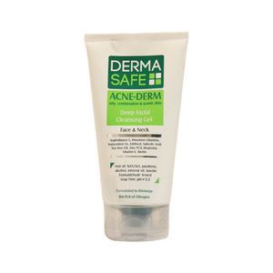 ژل شوینده صورت درماسیف سری acne derm مدل deep facial حجم ۱۵۰ میلی لیتر