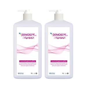 ژل ضد عفونی کننده شرکت رضاراد مدل dermosept gel حجم 1000 میلی لیتر بسته 2 عددی