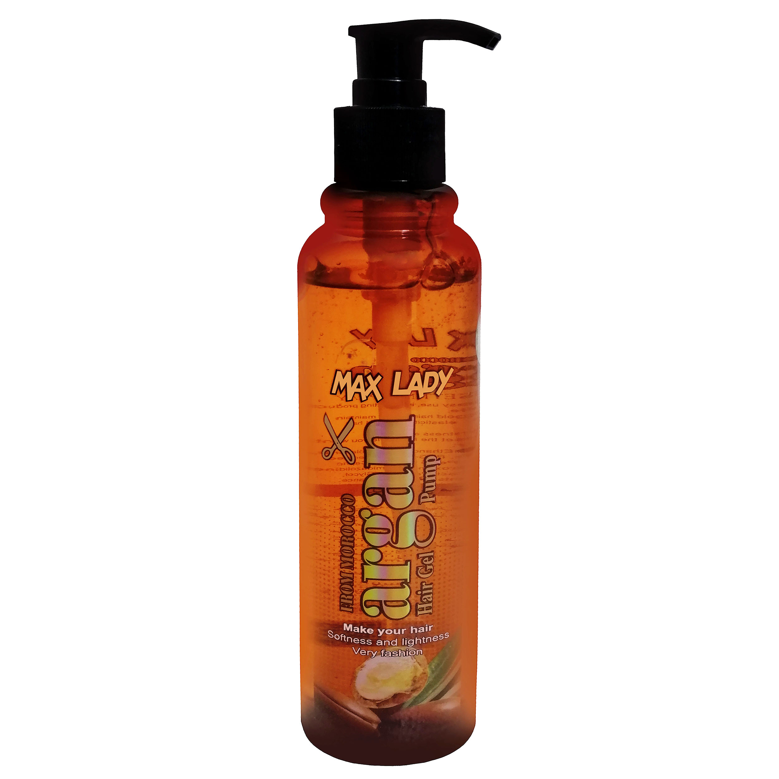 ژل مو چسبی مکس لیدی مدل argan حجم 350 میلی لیتر