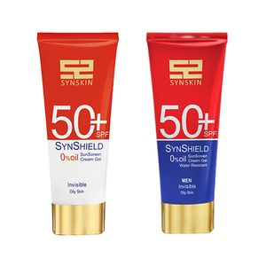 ژل کرم ضد آفتاب بی رنگ ساین اسکین spf50 مدل ساین شیلد مناسب پوست های چرب حجم 50 میلی لیتر به همراه کرم ژل ضد آفتاب آقایان مدل ساین شیلد