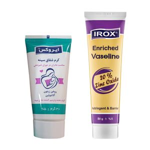 کرم ترمیم کننده ایروکس مدل zinc oxide حجم 80 میلی لیتر به همراه کرم شقاق سینه ایروکس مدل soothing وزن 30 گرم