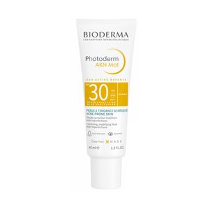 کرم ضد آفتاب بدون رنگ بایودرما spf 30 مدل photoderm akn مناسب پوست‌های چرب و مختلط حجم 40 میلی‌لیتر