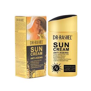 کرم ضد آفتاب بدون رنگ دکتر راشل spf 75 مدل anti ageing مناسب برای انواع پوست حجم 80 میلی‌لیتر