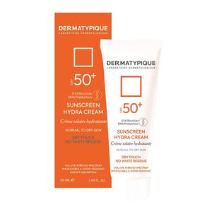 کرم ضد آفتاب بی رنگ درماتیپیک +spf50 مدل هیدرا مناسب انواع پوست حجم 50 میلی لیتر