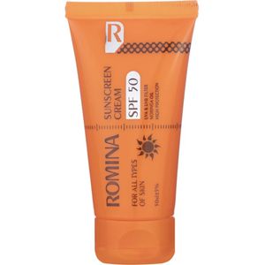 کرم ضد آفتاب بی رنگ رومینا spf50 مدل 212 مناسب برای پوست های نرمال حجم 50 میلی لیتر