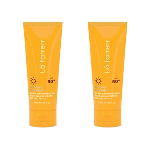 کرم ضد آفتاب بی رنگ لافارر spf50 مدل 50 مناسب پوست های چرب حجم 40 میلی لیتر مجموعه 2 عددی