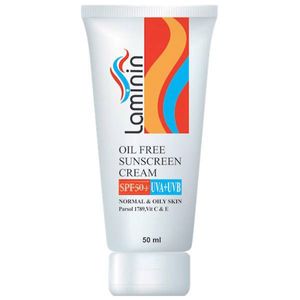 کرم ضد آفتاب بی رنگ لامینین مدل spf 50 مناسب پوست های چرب و معمولی حجم 50 میلی لیتر
