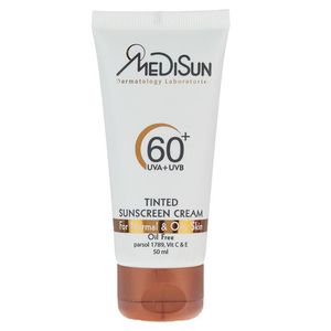کرم ضد آفتاب رنگی مدیسان مدل tinted spf 60 مناسب پوست های چرب و معمولی حجم 50 میلی لیتر