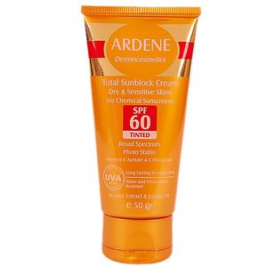 کرم ضد آفتاب رنگی آردن spf60 مقدار 50 گرم