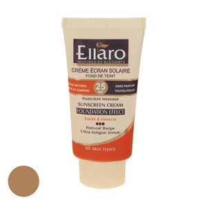 کرم ضد آفتاب رنگی الارو spf25 سری foundation effect مدل natural beige مناسب انواع پوست حجم 40 میلی لیتر