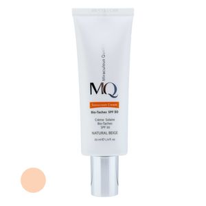 کرم ضد آفتاب رنگی ام کیو spf50 مدل natural beige bio taches مناسب انواع پوست حجم 55 میلی لیتر