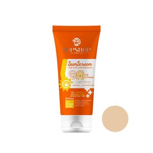 کرم ضد آفتاب رنگی تاپ شاپ مدل light beige spf 90 مناسب انواع پوست حجم 50 میلی لیتر