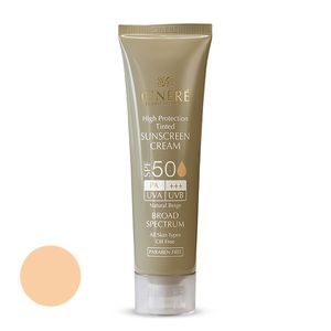 کرم ضد آفتاب رنگی سینره spf50 مدل broad spectrum مناسب انواع پوست حجم 50 میلی لیتر