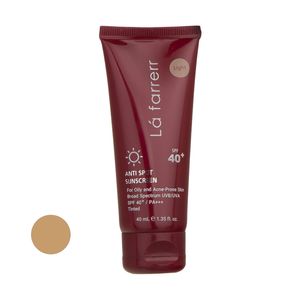 کرم ضد آفتاب رنگی لافارر spf 40 مدل anti spot ‌مناسب پوست‌های چرب حجم 40 میلی‌لیتر