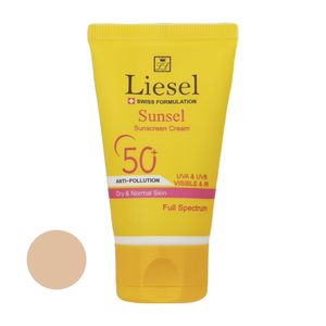 کرم ضد آفتاب رنگی لایسل spf50 مدل 421 sunsel مناسب پوست های خشک و نرمال حجم 40 میلی لیتر