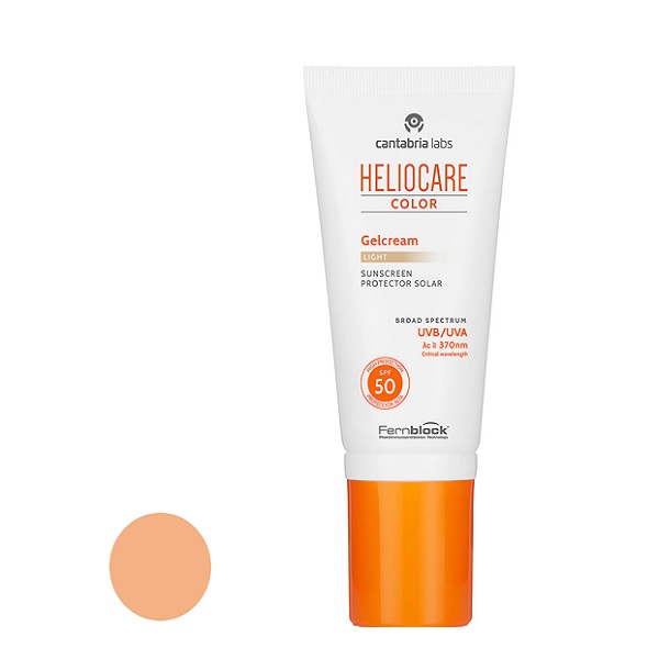 کرم ضد آفتاب رنگی هلیوکر spf 50 مدل gelcream light مناسب انواع پوست‌ حجم 50 میلی‌لیتر