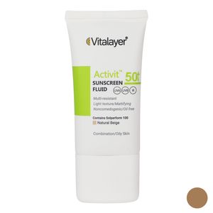 کرم ضد آفتاب رنگی ویتالیر spf 50 مدل activit ‌مناسب پوست‌های چرب حجم 50 میلی‌لیتر