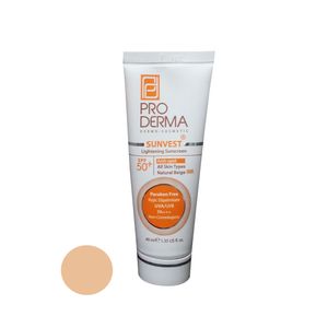 کرم ضد آفتاب رنگی پرودرما مدل spf50 مناسب انواع پوست حجم 40 میلی لیتر