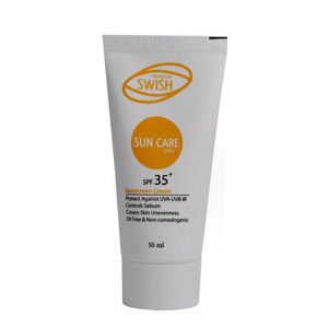 کرم ضد آفتاب سوئیش میکاپ مدل بی رنگ spf 35 حجم 50 میلی لیتر