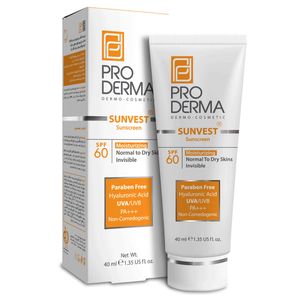 کرم ضد آفتاب و مرطوب کننده پرودرما مدل spf60 حجم 40 میلی لیتر