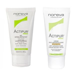 کرم ضد جوش رنگی نوروا مدل actipur bb dark cream حجم 30 میلی لیتر به همراه ژل شوینده