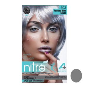 کیت رنگ مو و ابرو نیتروپلاس شماره 303 حجم 100 میلی لیتر رنگ نقره آبی فانتزی