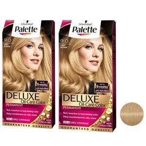 کیت رنگ مو پلت سری deluxe شماره 0 9 حجم 50 میلی لیتر رنگ بلوند روشن مجموعه 2 عددی