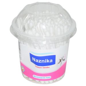 گوش پاک کن نازنیکا مدل cotton swabs بسته 100 عددی