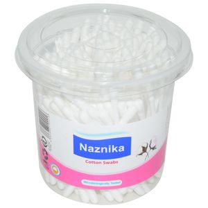 گوش پاک کن نازنیکا مدل cotton swabs بسته 200 عددی