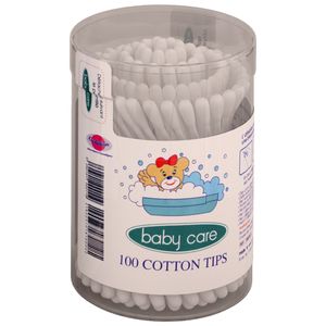 گوش پاک کن کودک بیبی کر مدل cotton tips بسته 100 عددی