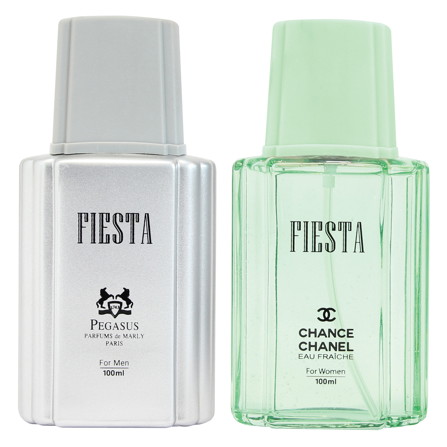 ادو پرفیوم زنانه فیستا مدل chanel chance fraiche حجم 100 میلی لیتر به همراه ادو پرفیوم مردانه فیستا مدل de marly pegasus