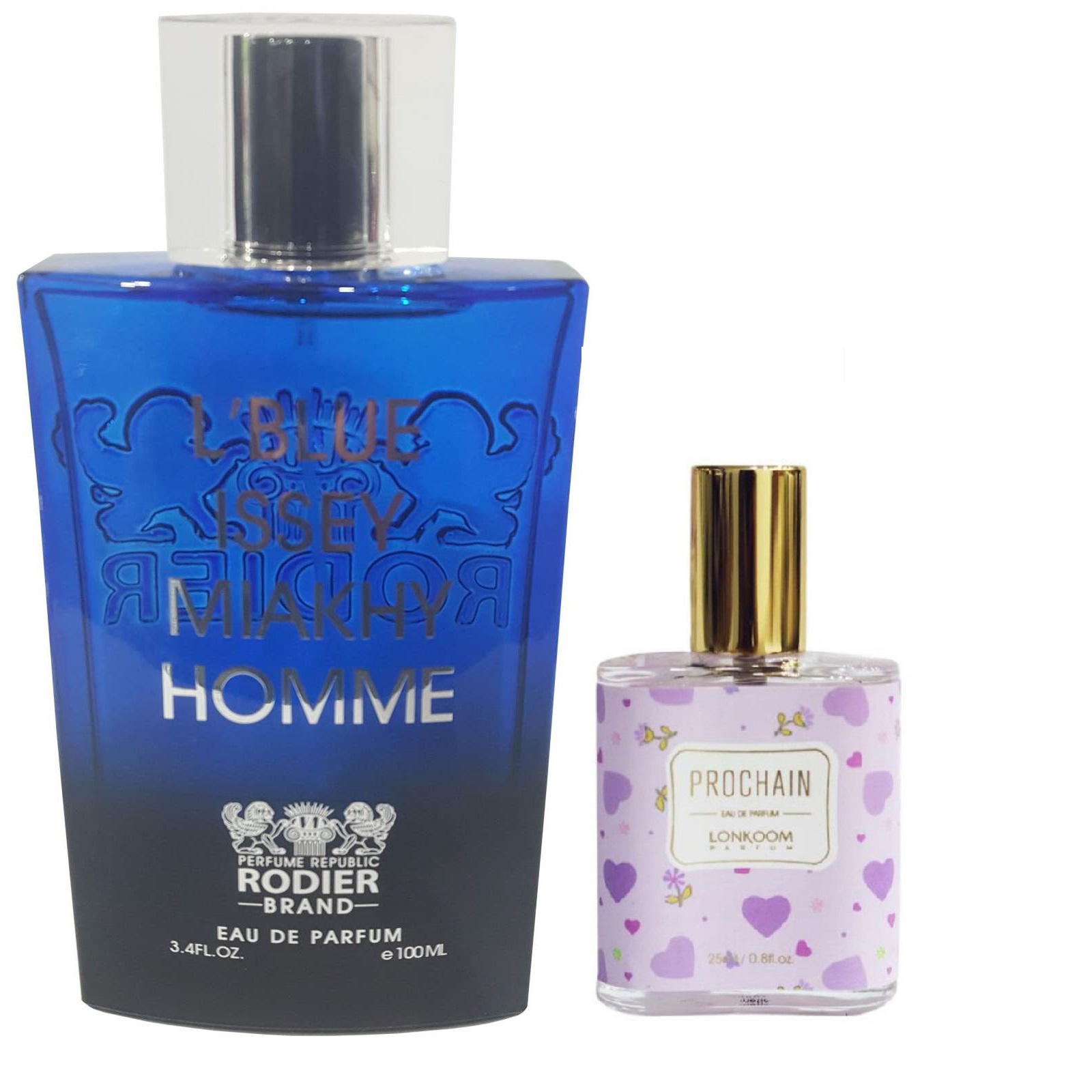 ادو پرفیوم مردانه رودیر مدل lblue issy miakhy homme حجم 100 میلی‌لیتر به همراه عطر جیبی زنانه لنکوم مدل prochain حجم 25 میلی لیتر