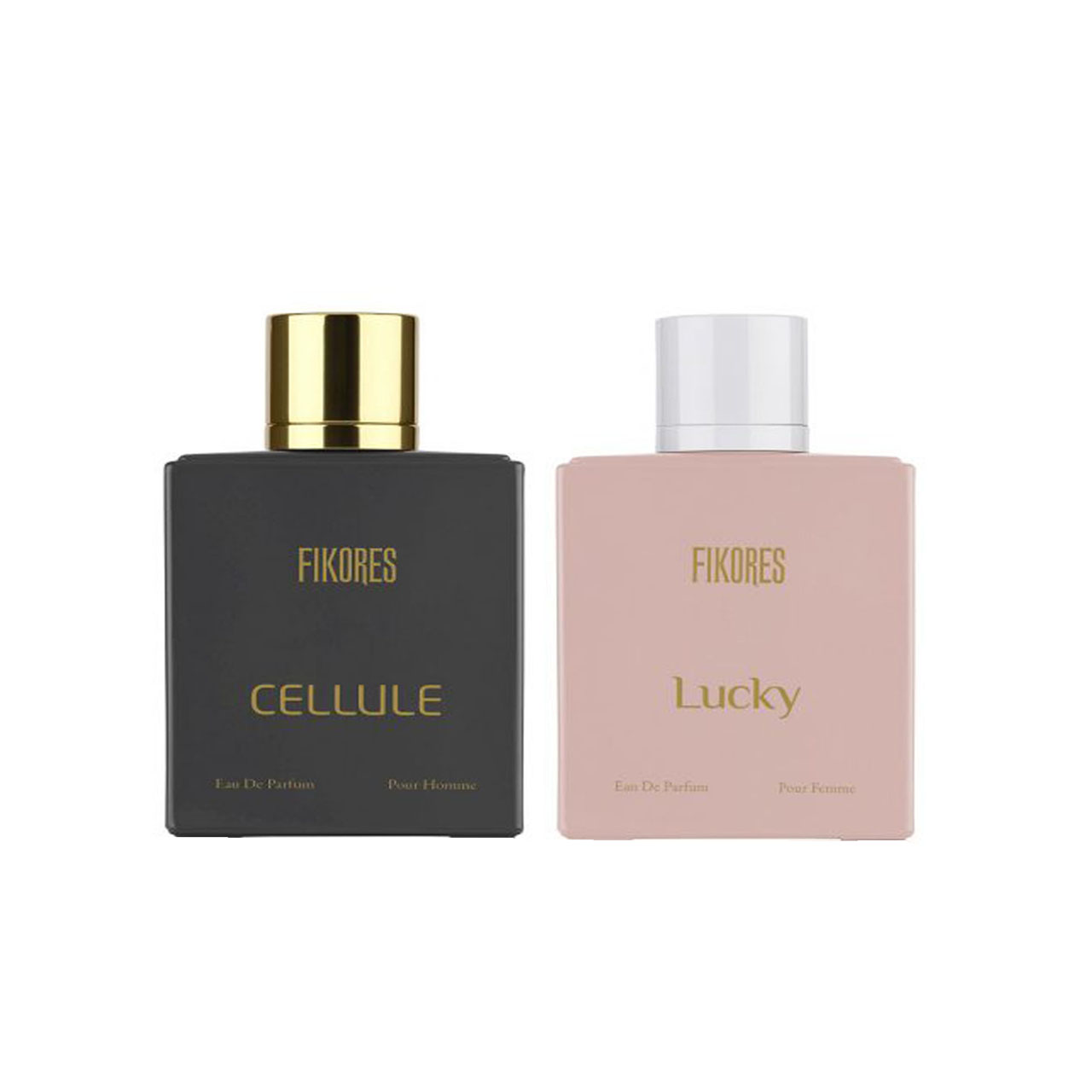 ادو پرفیوم مردانه فیکورس مدل cellule حجم 100 میلی لیتر به همراه ادو پرفیوم زنانه مدل lucky حجم 100 میلی لیتر