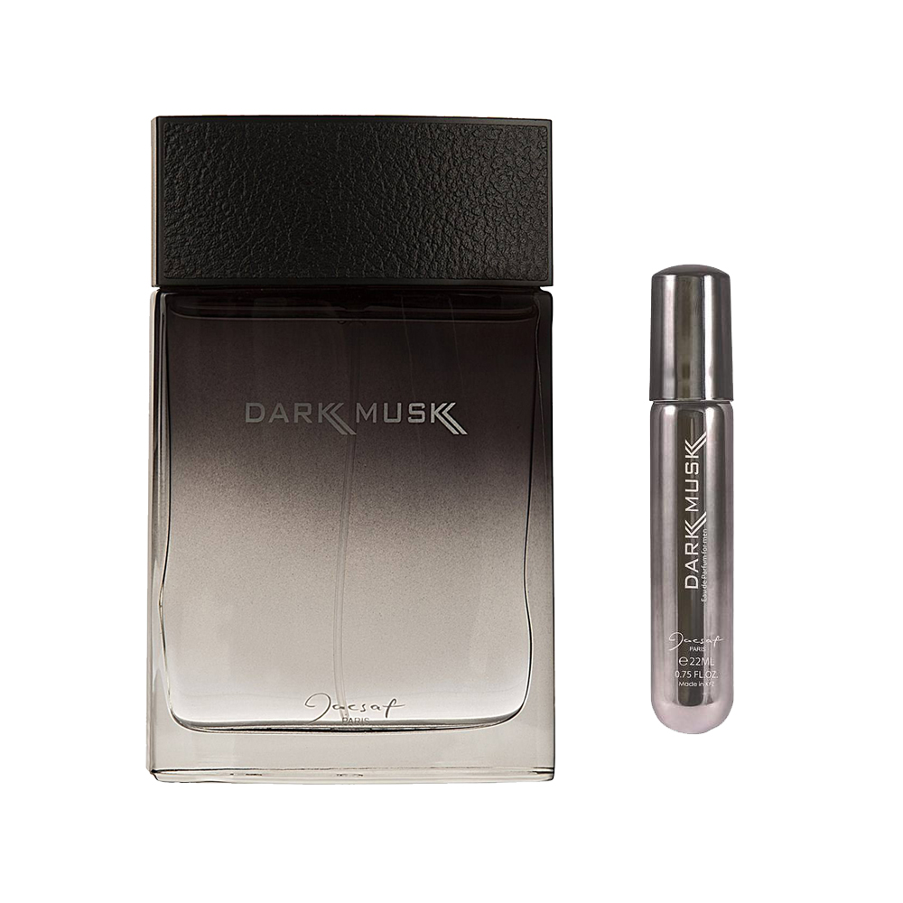 ادو پرفیوم مردانه ژک ساف مدل dark musk حجم 100 میلی لیتر به همراه عطر جیبی مردانه ژک ساف مدل dark musk حجم 22 میلی لیتر